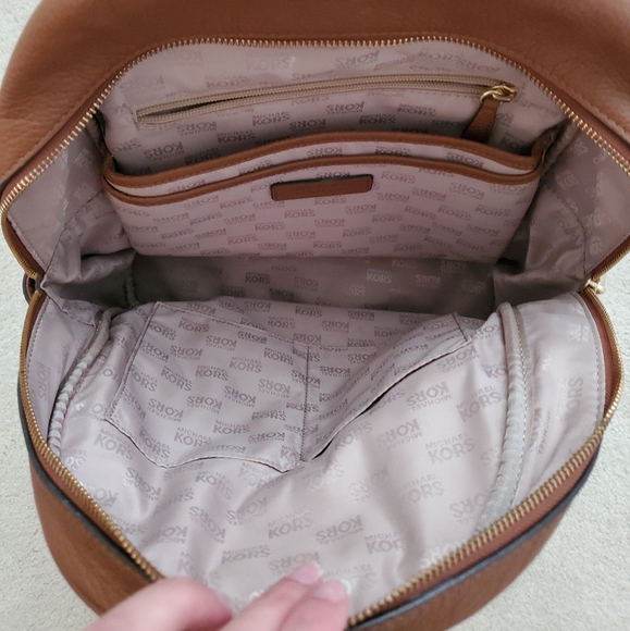 Michael Kors Brown Abbey Pebbled Leather Backpack - Picture 3 of 16